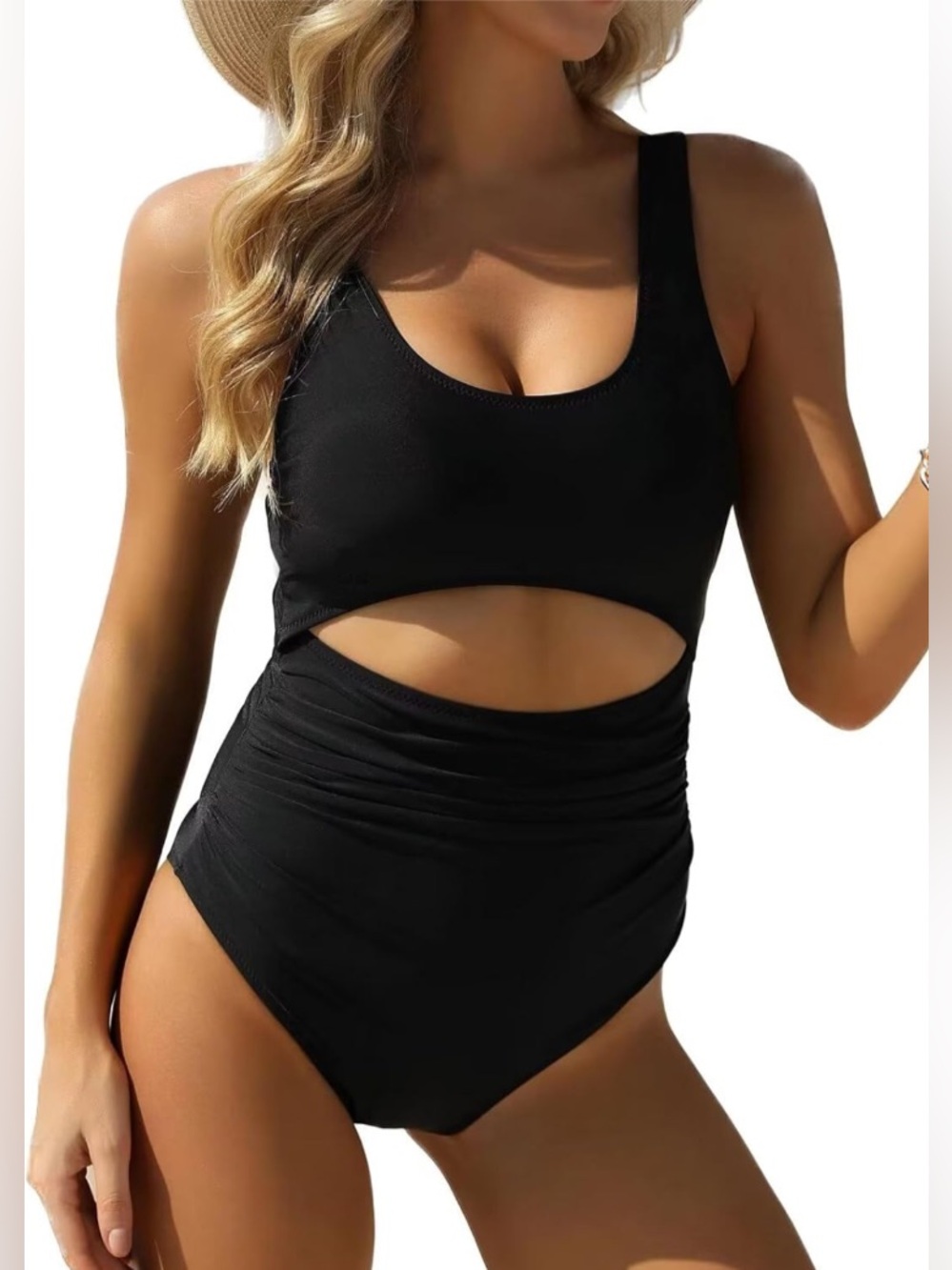VIMPUNEC Tummy Control, One Piece, High Waisted, Cut Out Swimwear, Pink